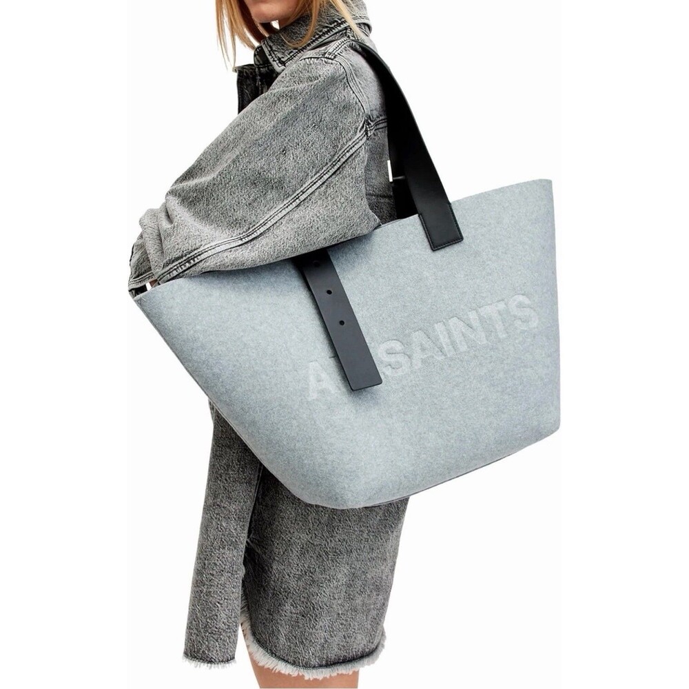 All Saints Chic Women's Grey Marl Felt E/W Tote Bag - Perfect for Every Occasion